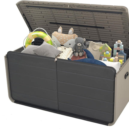 Resin Deck Box 160 Gallons, Large Heavy-Duty Outdoor Storage Box, Lockable & Waterproof Patio Outside Storage Box For Patio Furniture, Tools, Pool Supplies