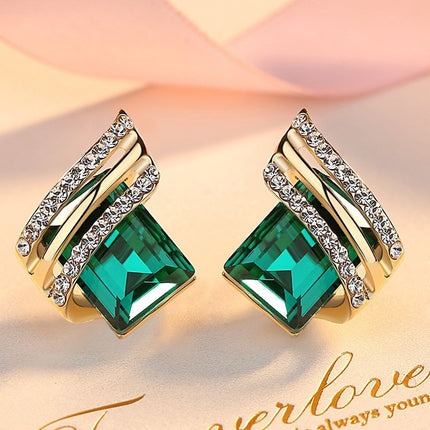Silver S925 Diamond Earrings Female Korean Crystal Diamond Geometric Ornament Female
