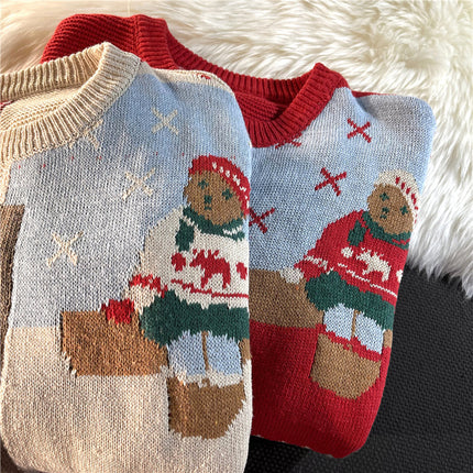 Sweater Men's Ins Trendy Round Neck Japanese-style Retro Hong Kong Style