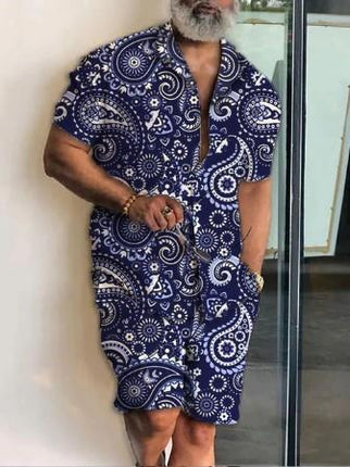 Men's Casual Beach Short-sleeved Shirt And Shorts Suit