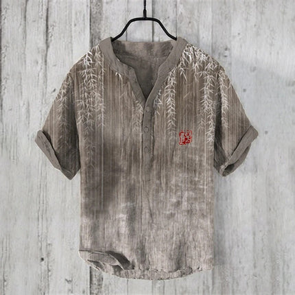 Summer Beach Casual Men's Clothing Short Sleeve V-neck