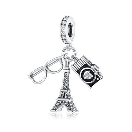 Copper-Plated Silver Dating Travel Camera Tower DIY Pendant
