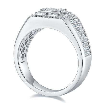 Men's Luxury And Fashionable Light Luxury Jewelry Silver Ring S925 Silver-plated Platinum Set With Top-quality Moissanite