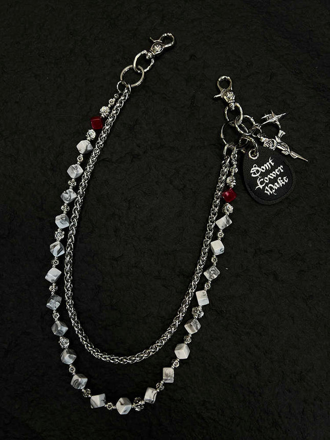 Niche Acrylic Cube Beaded Stainless Steel Phants Zipper