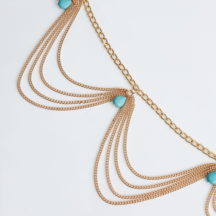 Klassieke Retro Turkoois Middellyf Buikketting Vir Vroue Somerstrand Sexy Eenvoudige Lyfketting Juweliersware Toebehore Geskenk
