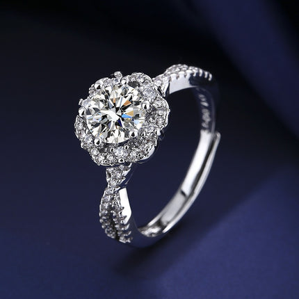 Elegante 1ct Gesimuleerde Moissanite Ses-Punt Ring Luukse Troujuweliersware Vir Vroue