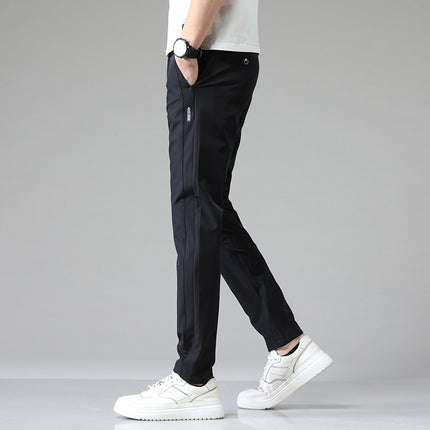 Summer Thin Ice Silk Men's Simple Smooth Stretch Casual Pants