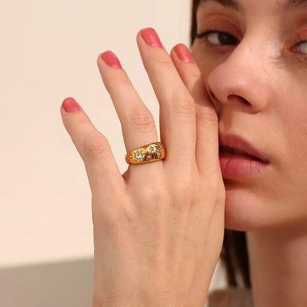 Modieuse Roesvrye Staal Geplateerde Ring Vir Vroue