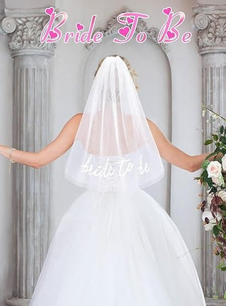 Bruid Om Te Wees Geborduurde Sluier Bachelorette Party BachParty Toebehoor Bruid Om Te Wees Hoofband Wit Bruidsluier Haarstuk Vir Bruidstort Verloofpartytjie Troue Bruidsmeisie Geskenk Opruiming