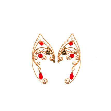 New Retro Original Red Beads European And American Non-piercing Earrings