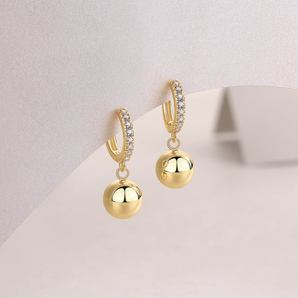 Modern Gold Beads - Luxurious And Fashionable Light Luxury Jewelry And Silver Stud Earrings Set With Top-quality Moissanite, S925 Silver-plated Gold