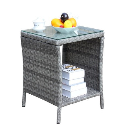 Buite Stoepmeubels 1 Koffietafel Met Deursigtige Gehard Glas