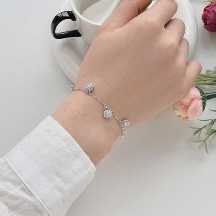 S925 Sterling Silwer Onbeperkte Simbool Enkelband Ingelê met Sirkoon Glansende Ontwerp