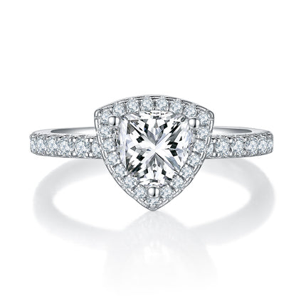 Driehoekige Moissanite-stel Met Topgehalte Moissanite Luukse En Modieuse Ligte Luukse Juweliersware Silwer Ring S925 Silwer Geëlektroplateer Met Platinum