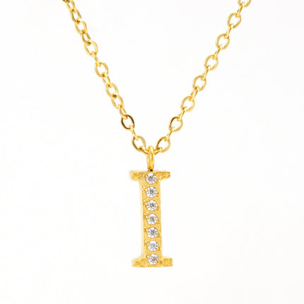 Stainless Steel Diamond-filled 26 English Letter Pendant Necklace