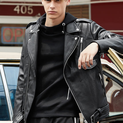 Spring And Autumn New Fleece And Thick Leather Jacket Fashion Brand