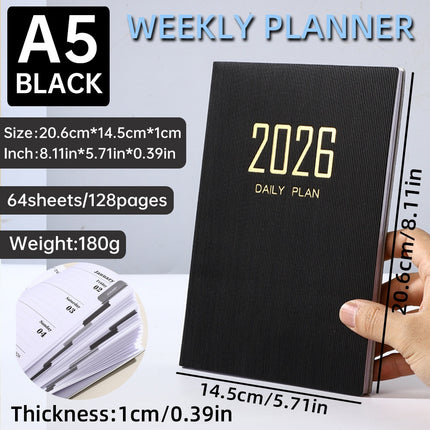 A5-grootte Slank Leer Weekbeplanner