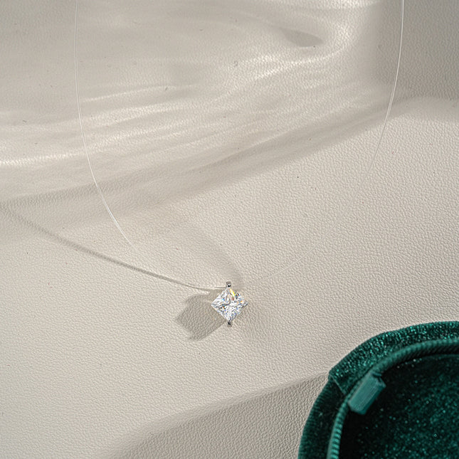 1-Karaat Moissanite Meermintran Halssnoer vir Vroue Sleutelbeenketting
