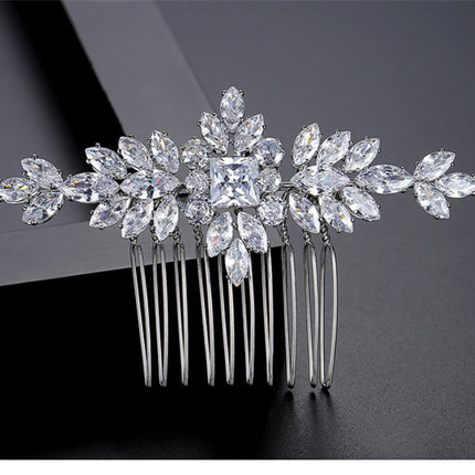 S925 Pure Silver Moissanite Fashionable New Bride Hair Comb Light Luxury Headwear