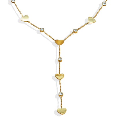 Lxalry 18K Gold Plated Rhinestone Necklace  Recycled Stainless Steel Modern Minimalist Jewelry Hypoallergenic  Ocean Safe Gift For Women Wife Mom Everyday Glam With Golden Hour Glow