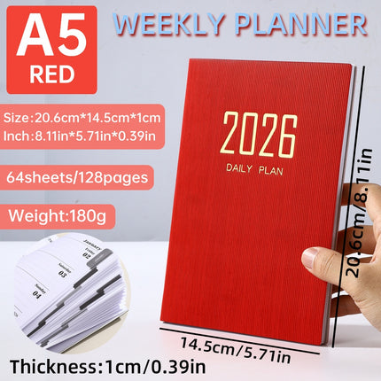 A5-grootte Slank Leer Weekbeplanner