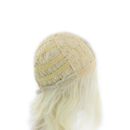 Medium Long Hair Platinum Highlights Brown Gradient Dyed Chemical Fiber Hair