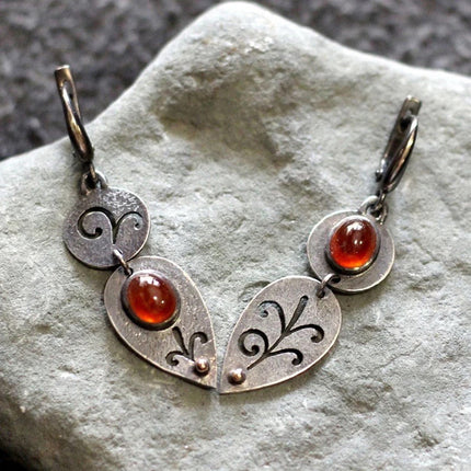 Vintage Distressed Alloy Carved Metal Personality Earrings