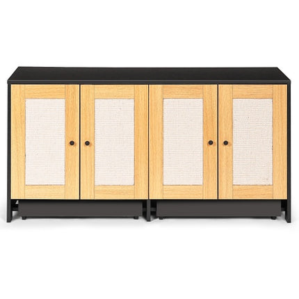 Dubbele Katbak-omhulsel, Katbak-omhulsel Vir 2 Katte, Weggesteekte Katbakmeubels Met Rottingdeure, 47 L X 19.8 W X 21.8 H, Swart