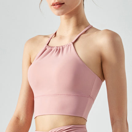 Front Collar Fold Movement Underwear Women With Chest Pad Workout Top
