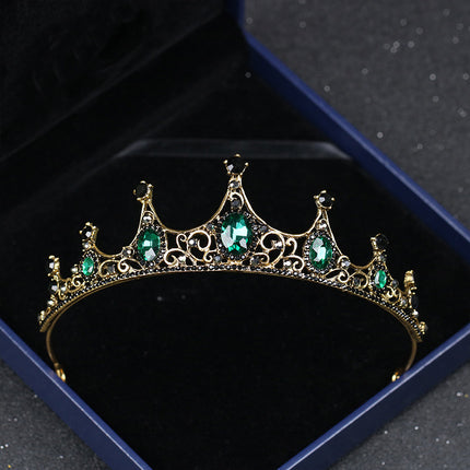 Vintage Barok Legering Groen Diamant Klein Kroon