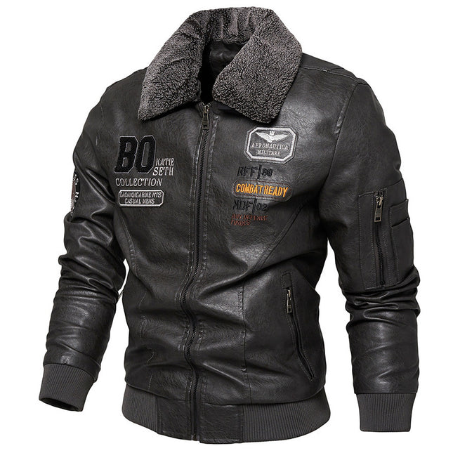 Foreign Trade New Men's Casual Fashion Leather Slim Fit Leather Jacket Coat