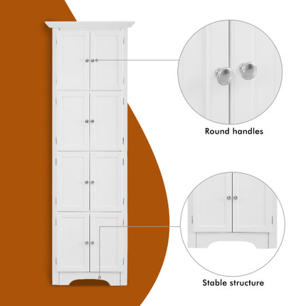Hoëbergkas Met Deur En 4 Rakke, Geskik Vir Sitkamer, Kombuis, Kantoor, Slaapkamer, Badkamer, Moderne Styl, Wit
