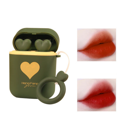 Dubbelbuis Fluweel Lipstick Mat Mat Oorfoon Stoorboks Draagbaar