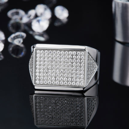Men's Luxury And Fashionable Light Luxury Jewelry Silver Ring S925 Silver-plated Platinum Set With Top-quality Moissanite