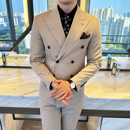 Double Breasted Business Slim Fit Casual Two-piece Suit