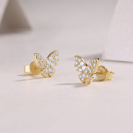 Goue Veer Vlinder - Premium Moissanite Luukse Mode Ligte Luukse Juweliersware Silwer Stud Oorbelle S925 Silwer Elektroplateerde Goud