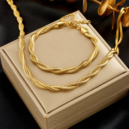 Eenvoudige Neutrale Geweefde Gedraaide Vergulde Halssnoer Armband