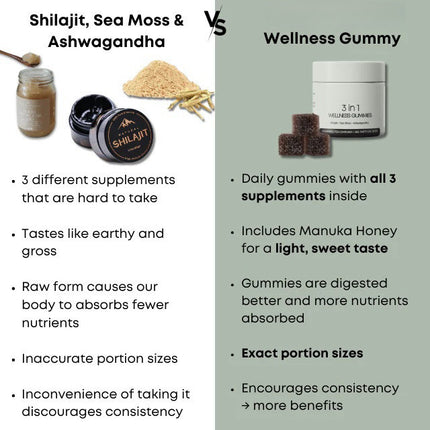 Cured 3 In 1 Gommetjies Cured Shilajit Gommetjies Vir Mans