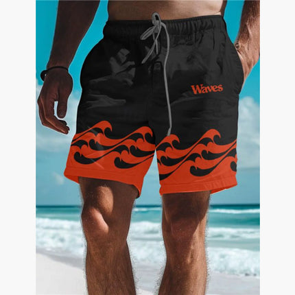 Men's 3D Digital Printing Beach Style Letter Design Shorts