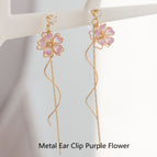 Metal Ear Clip Purple Flower