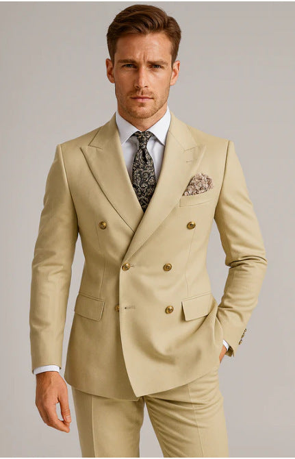 European And American Men's Suit Two-piece Double-breasted Wedding Party Singer Costume