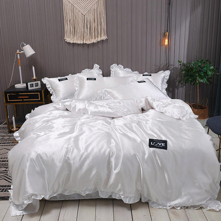 Pure Color Gewaste Sy Lakens Ys Sy Vierstuk Lakens Duvet Oortreksel