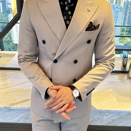 Double Breasted Business Slim Fit Casual Two-piece Suit