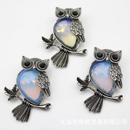 DIY Alloy Owl Brooch Jewelry With Crystals