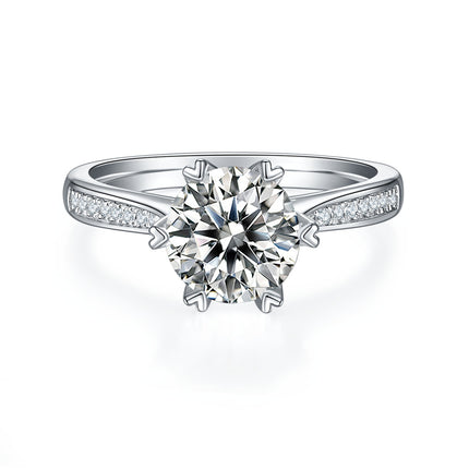 'n 2-karaat Luukse en Modieuse Ligluukse Juweliersware Silwer Ring Versier Met Topgehalte Moissanite, S925 Silwer Geplateer Met Platinum