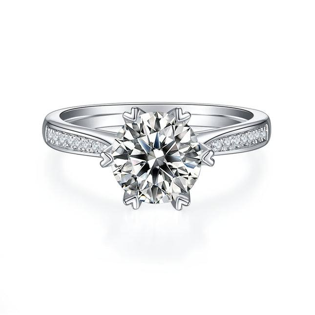 'n 2-karaat Luukse en Modieuse Ligluukse Juweliersware Silwer Ring Versier Met Topgehalte Moissanite, S925 Silwer Geplateer Met Platinum