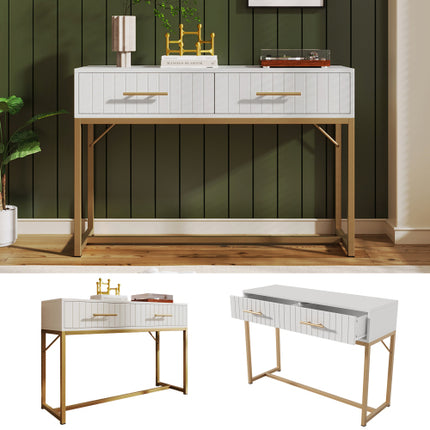 Slaapkamerkaptafel met 2 Laaie 75 Cm Hoog, Laaikas Slaapkamer Hoëkas Wit Sykaste Laaikas Vir Slaapkamer, Wit H76.5 B100 D45 Cm