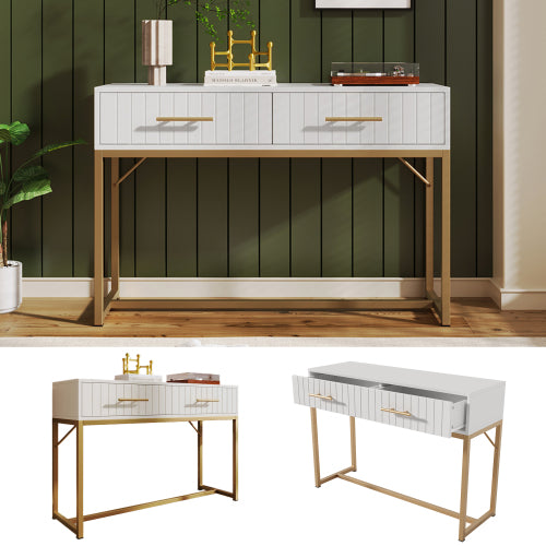 Slaapkamerkaptafel met 2 Laaie 75 Cm Hoog, Laaikas Slaapkamer Hoëkas Wit Sykaste Laaikas Vir Slaapkamer, Wit H76.5 B100 D45 Cm