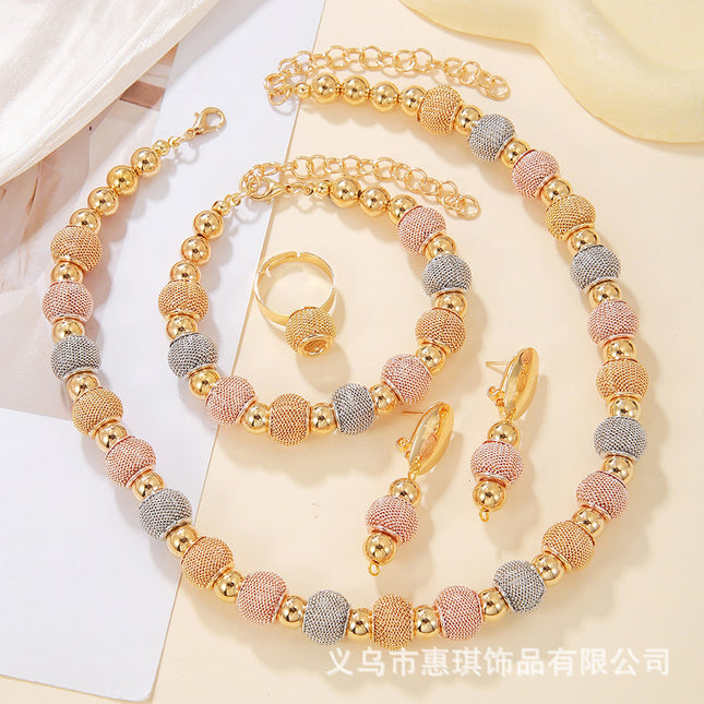 Fashion Contrast Large Round Bead Necklace