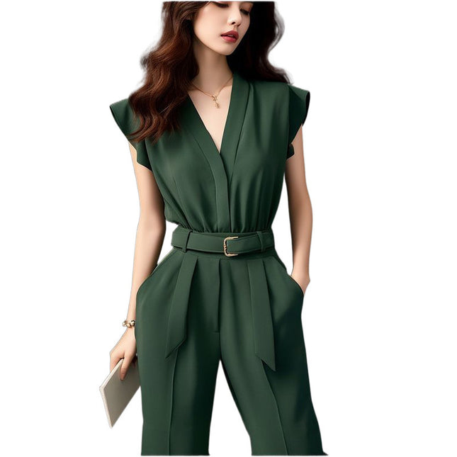 Women's High-grade Green Jumpsuit For Spring And Summer Chic Chanel-style